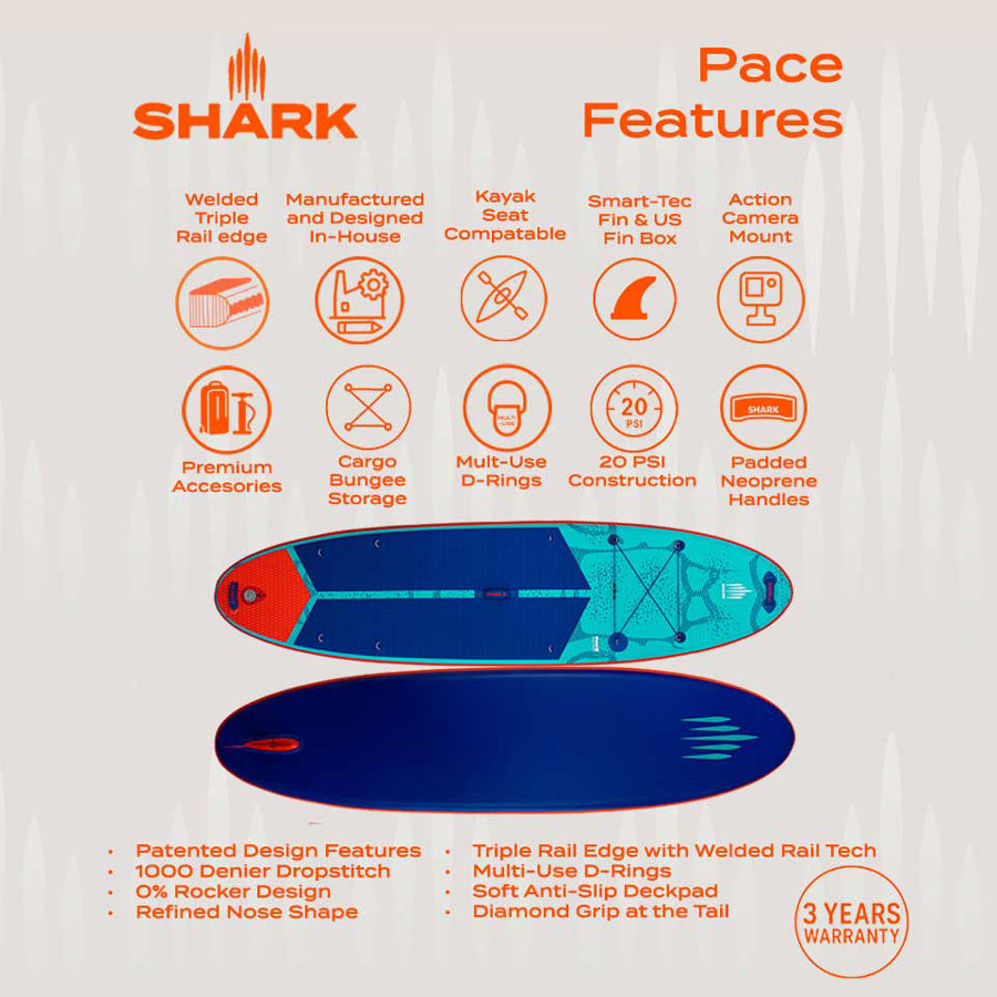 Shark SUPs Pace Paddleboard - Blue - 10'6 x 32"